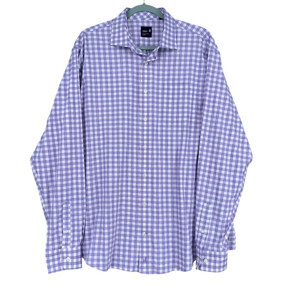 Johnnie-O Performance Mens X-Large Shirt Lavender Gingham Check Button Down - Picture 1 of 8
